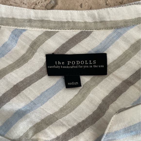 ☀️50% Off! Summer Sale☀️ THE PODOLLS Organic Cotton Striped Shirt Dress - Picture 3 of 4